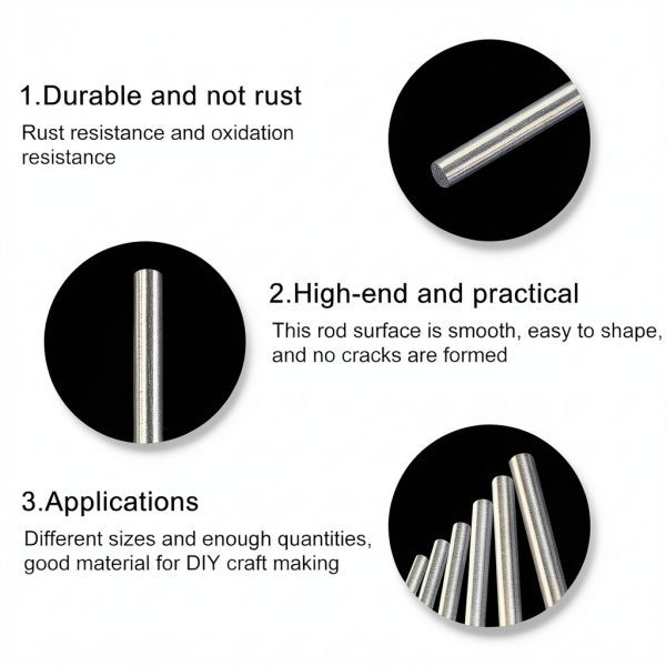 MECCANIXITY Stainless Steel Rod 304 0.8mm x 300mm Pack of 10-4