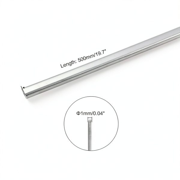 uxcell 1mm x 500mm Stainless Steel Round Rod, Metal Solid Shaft Rods Lathe Bar Stock for DIY Crafts Model Car Helicopter Airplane 10pcs-1