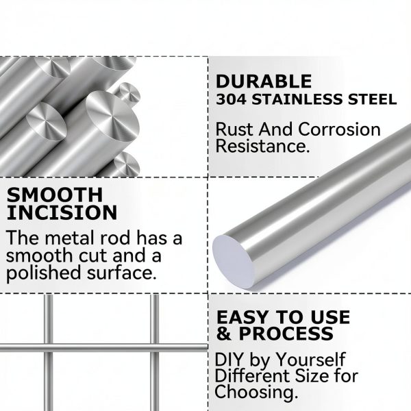 304 Stainless Steel Round Rods 1/4" x 6" - 4 Pack YOXMULK-2