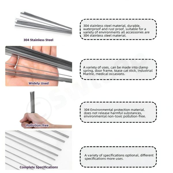 Swpeet 104Pcs 12 Sizes 0.3 mm, 0.4 mm, 0.5 mm, 0.6 mm, 0.8 mm, 1 mm, 1.2 mm, 1.4 mm, 1.6 mm, 1.8 mm, 2 mm, 3 mm 40cm-16 Length Stainless Steel Rods Sets-4