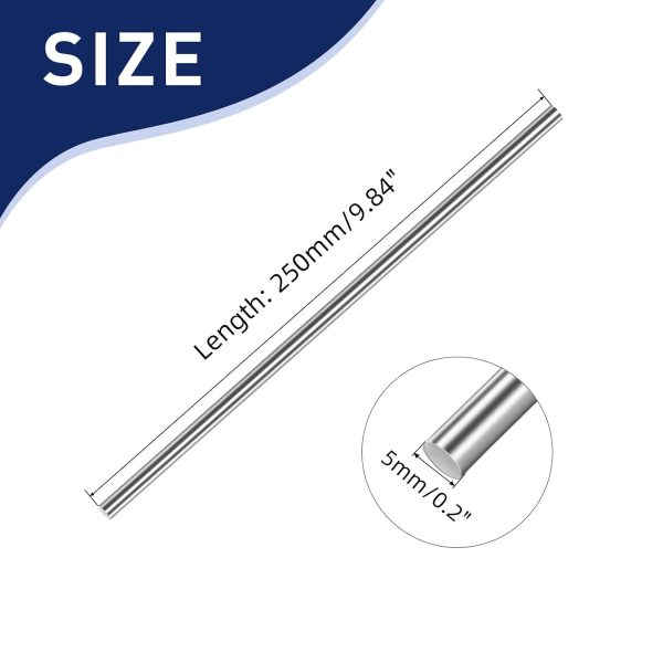 304 Stainless Steel Round Rod by MewuDecor 5mm x 250mm 5pcs-1