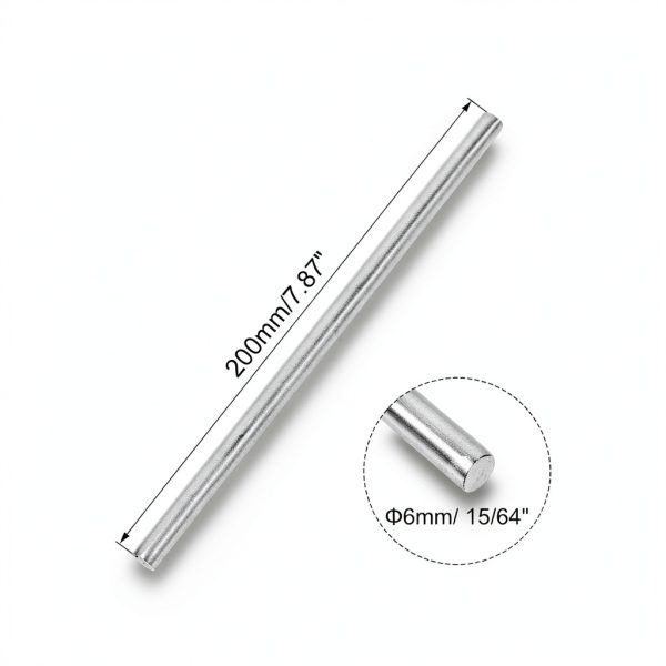 uxcell 6mm x 200mm 304 Stainless Steel Solid Round Rod 2pcs DIY Craft-1