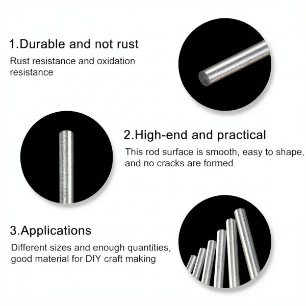 MECCANIXITY 304 Stainless Steel Round Rods, 6mm x 350mm Solid Shaft Rods for DIY Craft Model Car Helicopter Airplane, Pack of 5-4